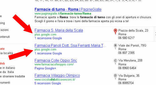 Esempio Farmacie su Google Plus